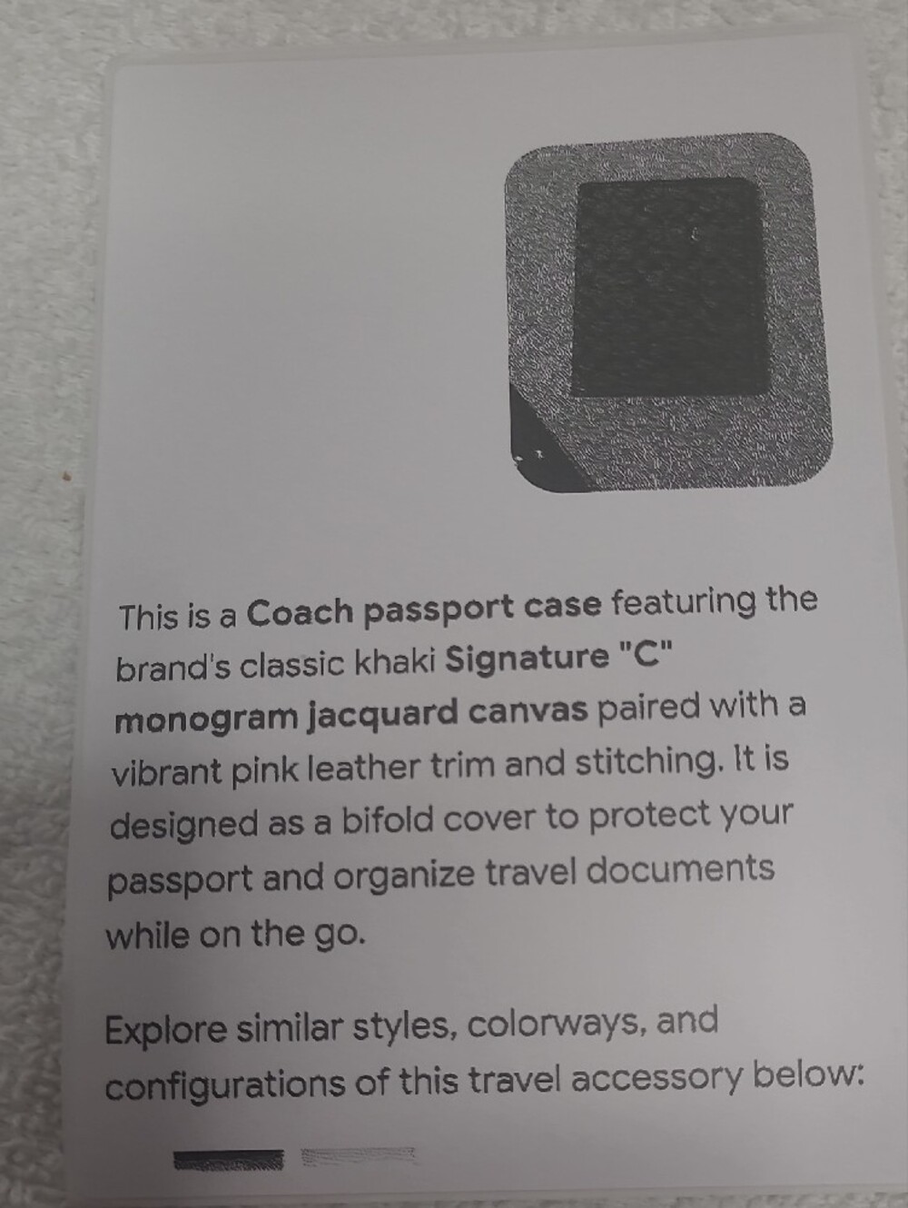 Coach Brown Signature Canvas Passport Cover with Pink Trim - Picture 4 of 4